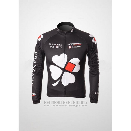 2010 Fahrradbekleidung FDJ Shwarz Trikot Langarm und Tragerhose